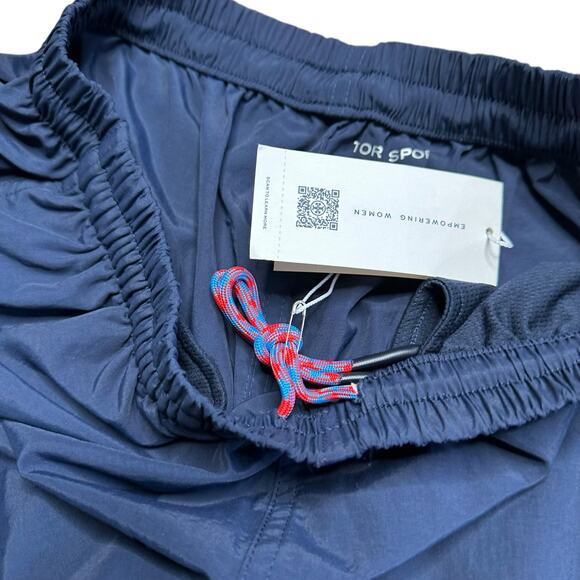 TORY BURCH SPORT Navy Blue Relaxed Performance Nylon Shorts Women's Small NWT - Picture 6 of 9